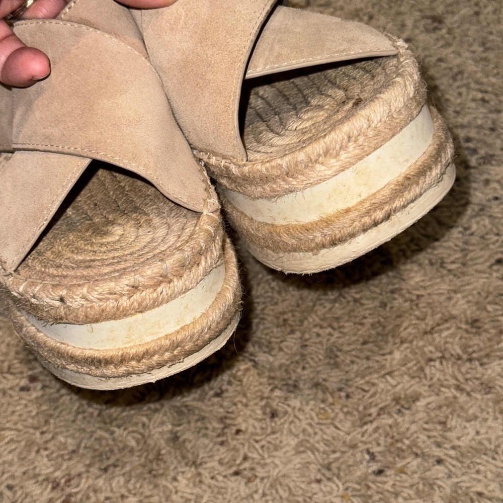 EUC Marc Fisher Gandy Platform Suede Leather Espadrille Sandal Size 9 - Picture 6 of 10